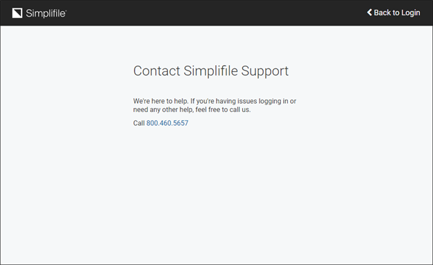 Contact Simplifile Support page screenshot